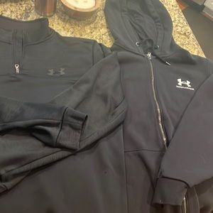 Under Armour bundle of black full zip hoodie and half zip pullover